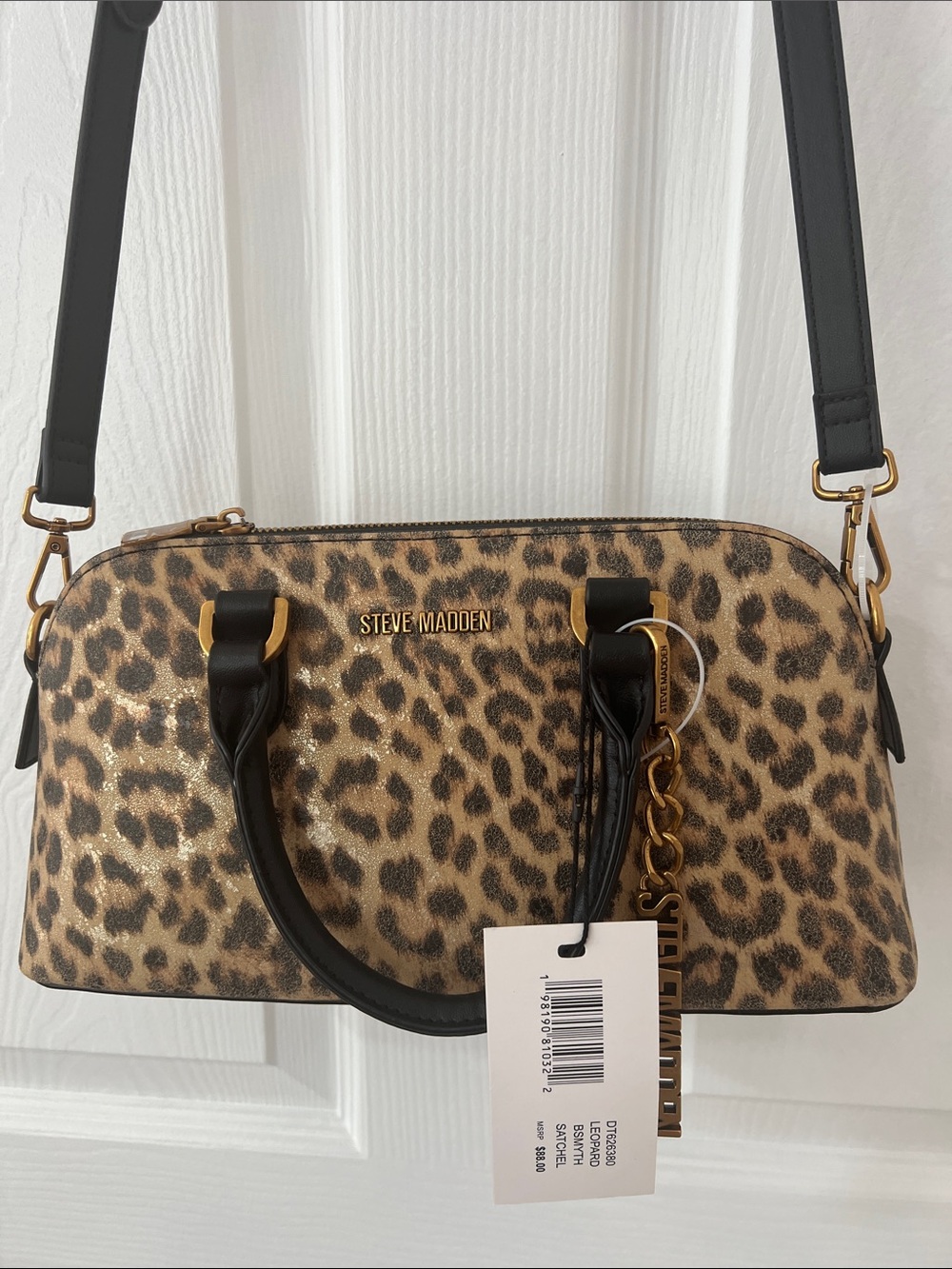 Steve Madden Leopard Satchel in Tan and Black